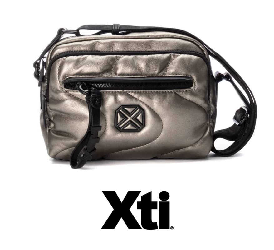 Bolso bandolero guateado y metalizado bronce Xti