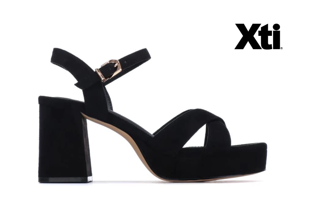 Sandalias de Fiesta Negras con Plataforma y Tacón Ancho | Modelo Xti 145288