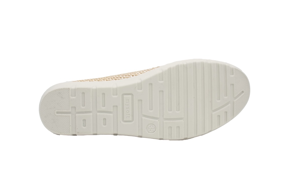 Mocasín Mysoft con Cuña y Textura Trenzada – Beige/Crema