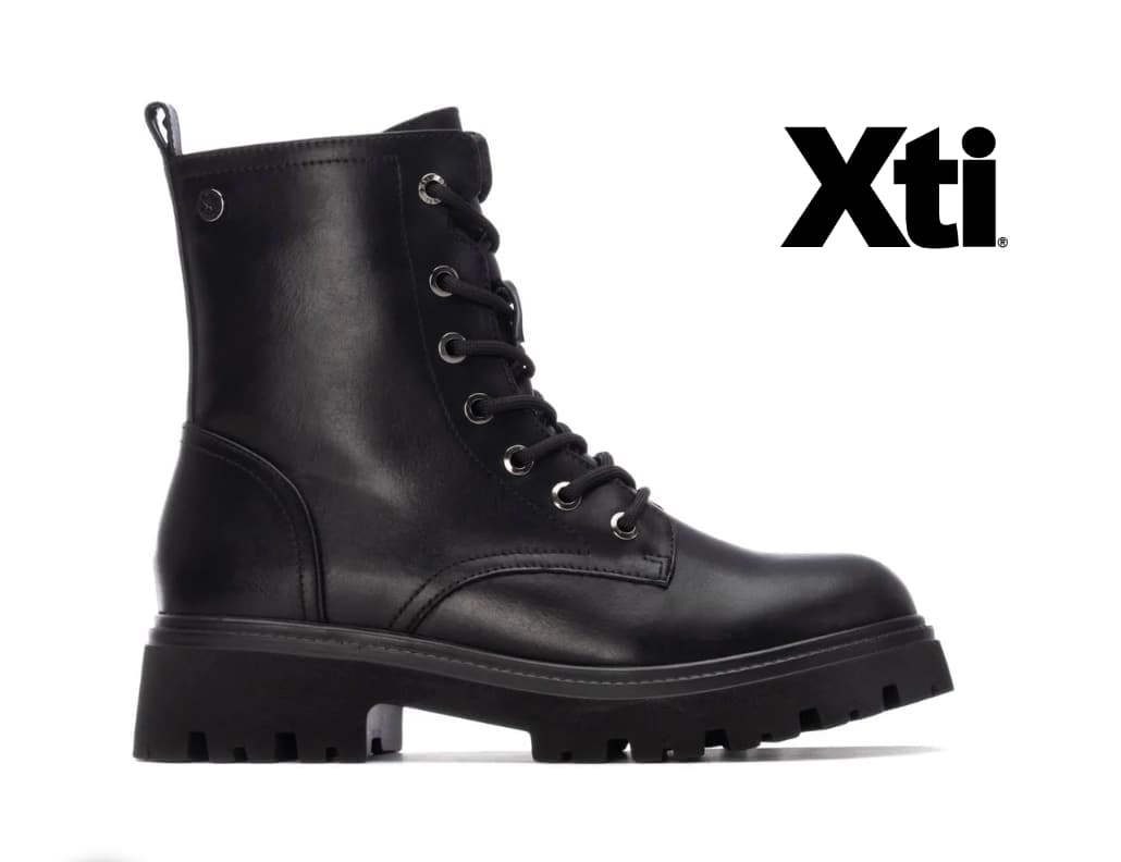 Botas Militares Negras Xti | Suela Track | Tendencia Invierno