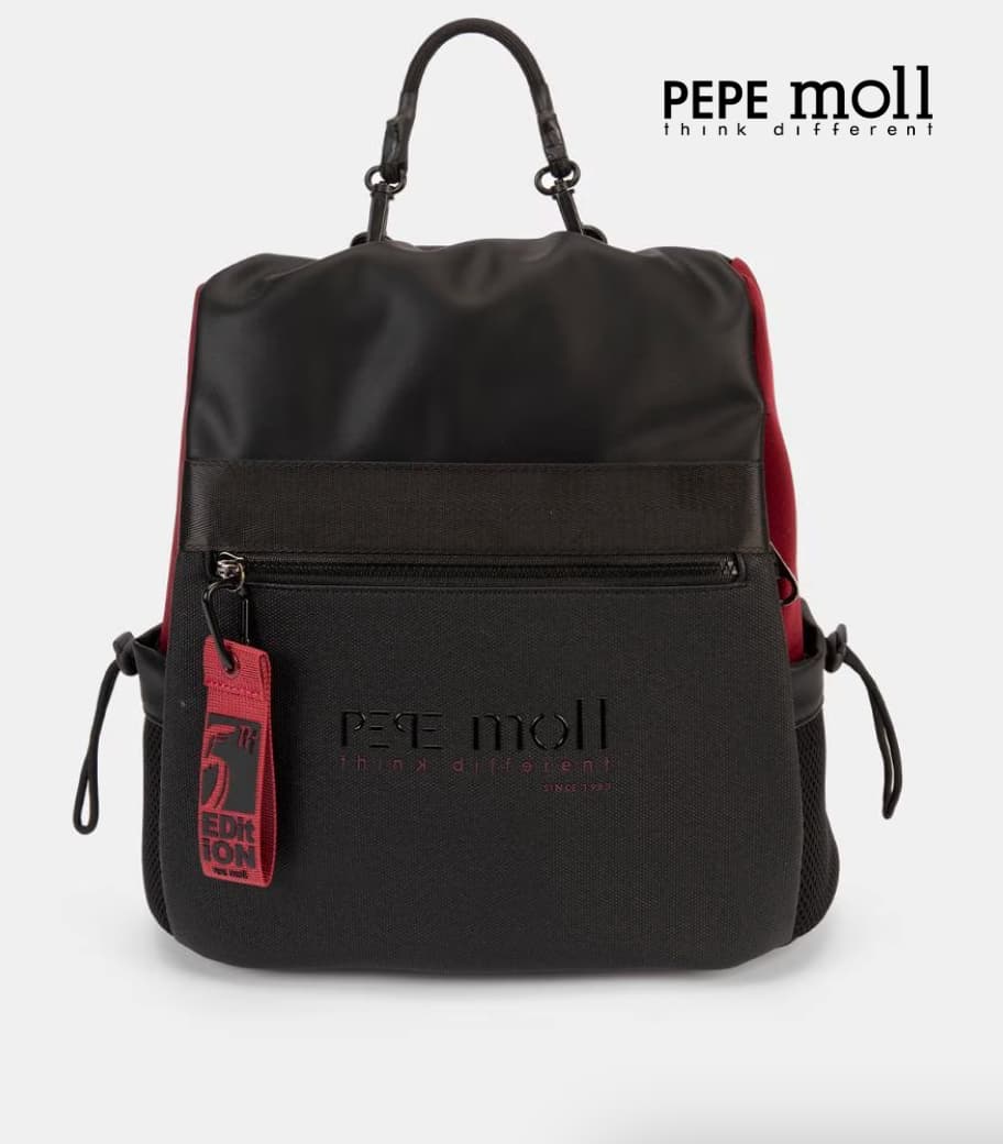 Mochila Bicolor Pepe Moll I25-2411 (Negro-Burdeos) - El Lujo Urbano