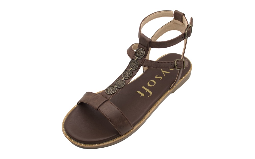 Sandalias Romanas Mysoft con Detalles Étnicos y Doble Ajuste – Marrón Tierra