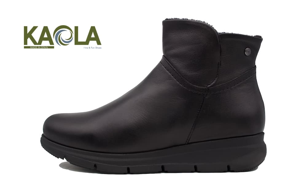 Botín Piel Negro Kaola | Cuña Cómoda