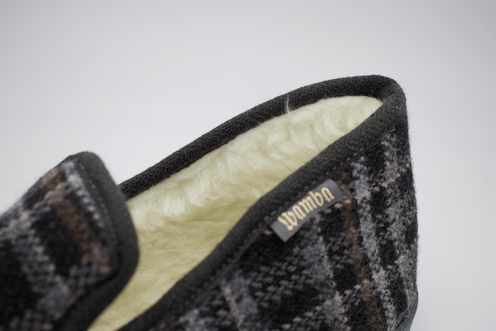 Zapatillas Casa Hombre Wamba Invierno | Cuadros Gris con Forro Térmico