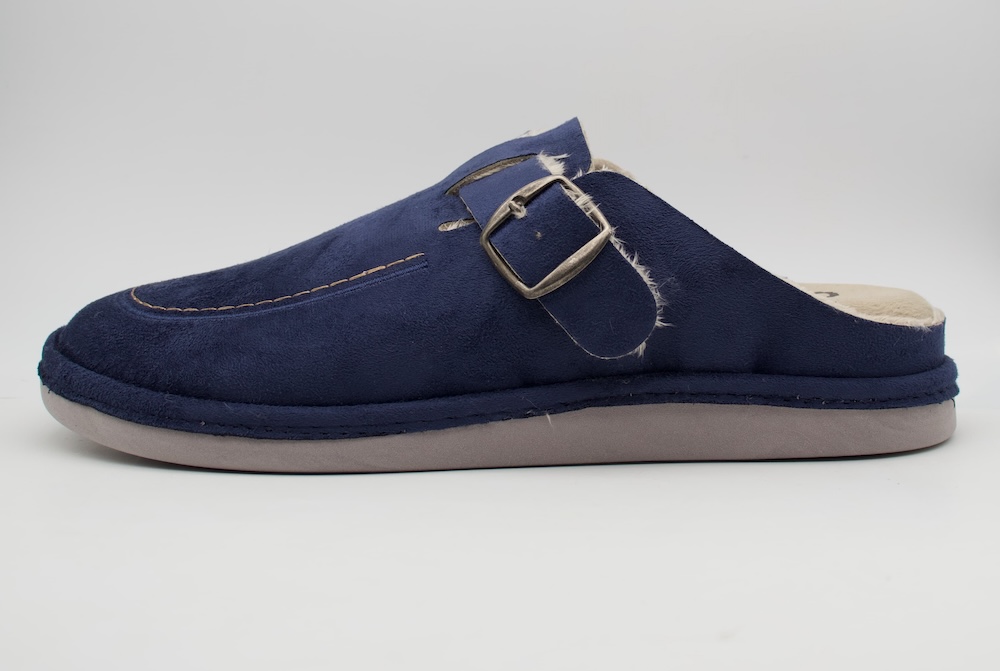 Zapatillas de Casa Salvi para Hombre | Zueco de Invierno Azul Marino con Hebilla