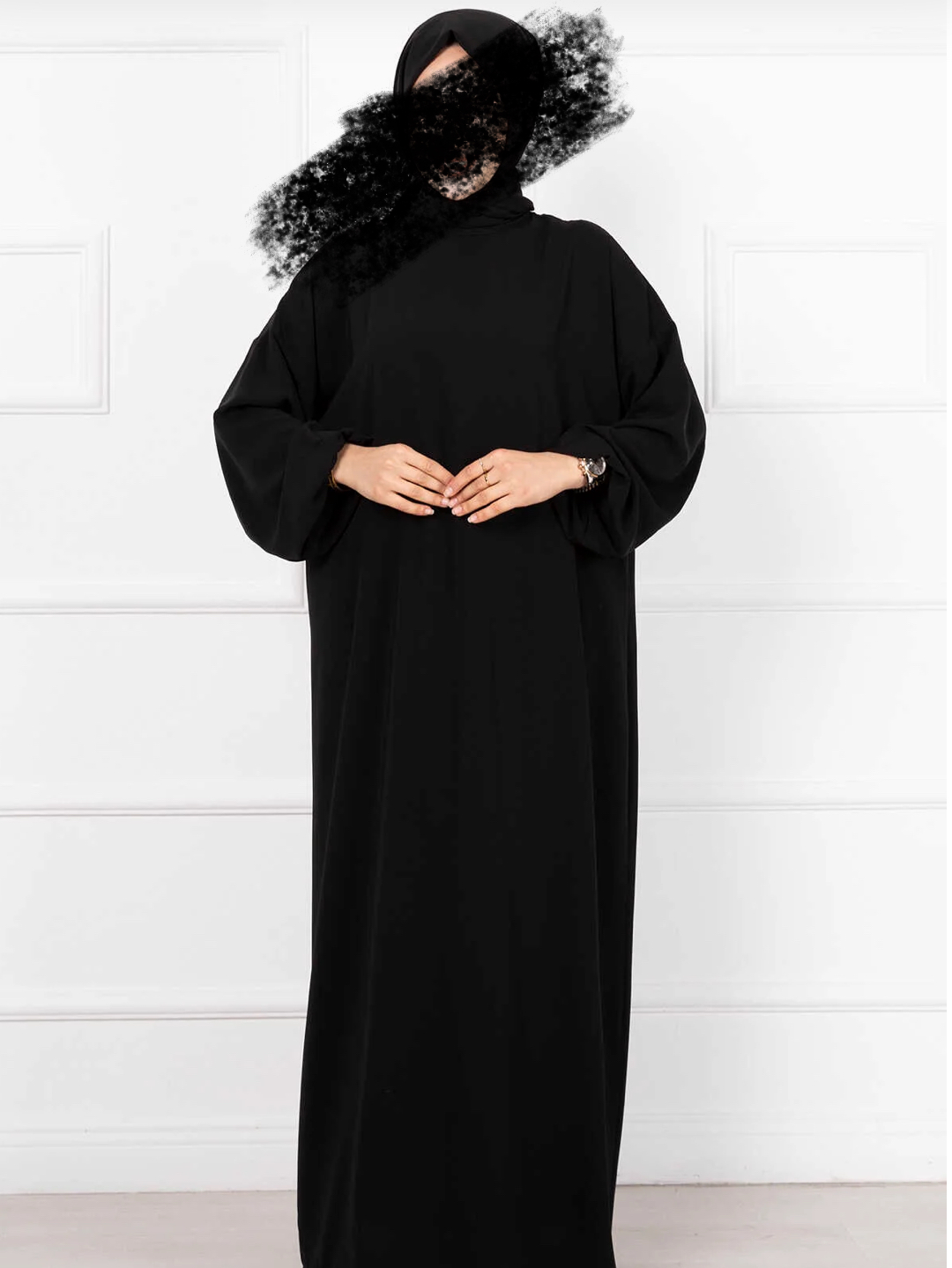 Abaya hijab intégré Niya noir 