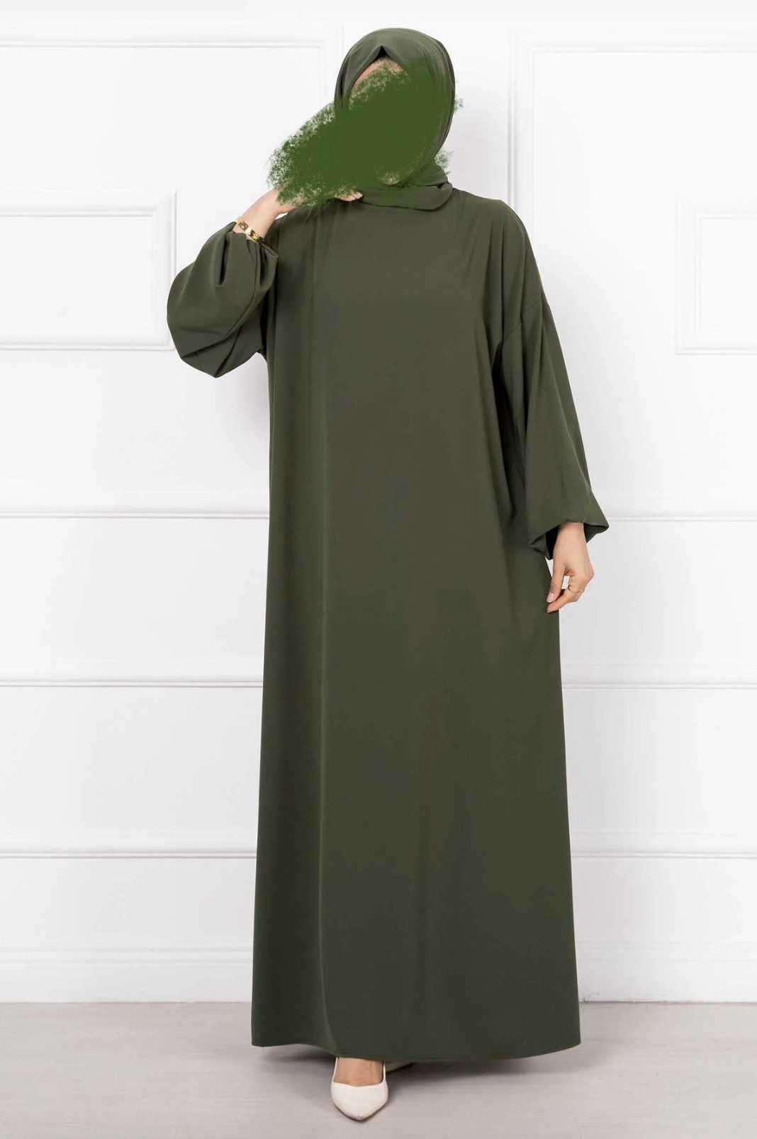 Abaya hijab intégré Niya kaki 