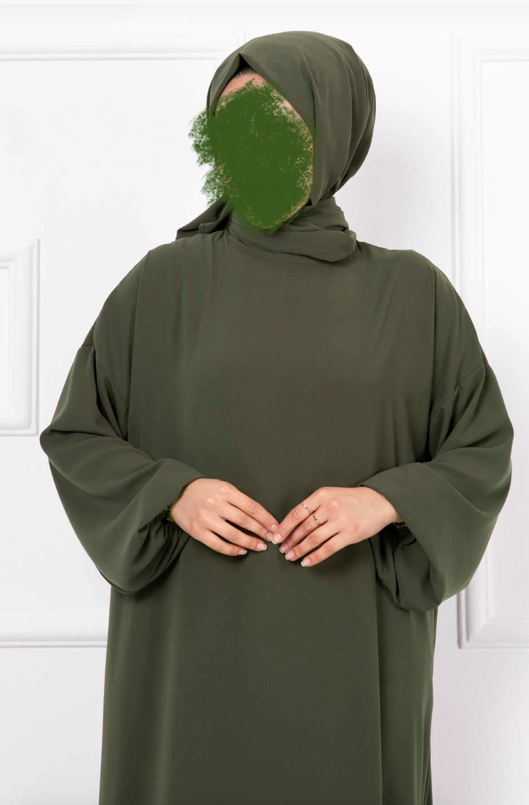 Abaya hijab intégré Niya kaki