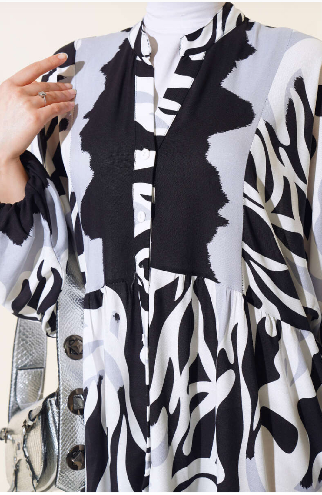 Robe longue d’été ☀️ Hadaya gris/blanc/noir