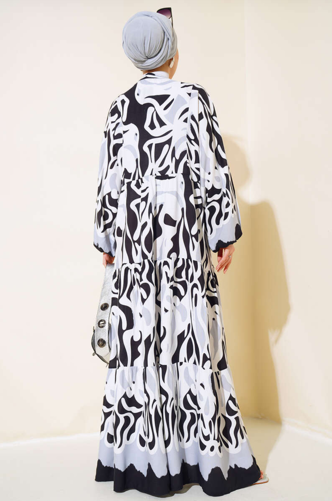 Robe longue d’été ☀️ Hadaya gris/blanc/noir