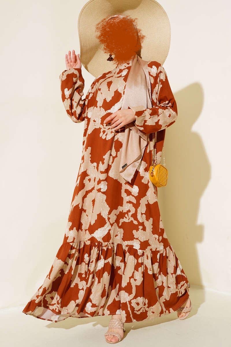 Robe longue d’été ☀️ Hadaya beige/rouille 