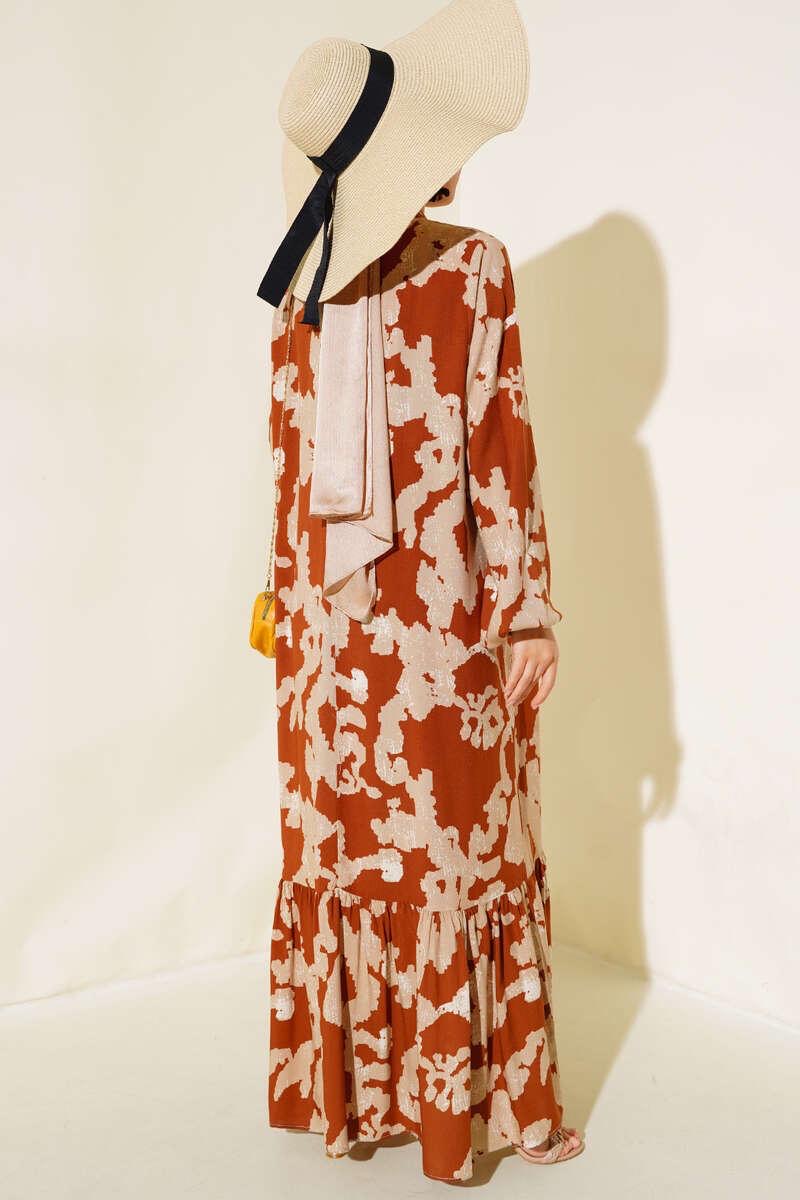 Robe longue d’été ☀️ Hadaya beige/rouille 