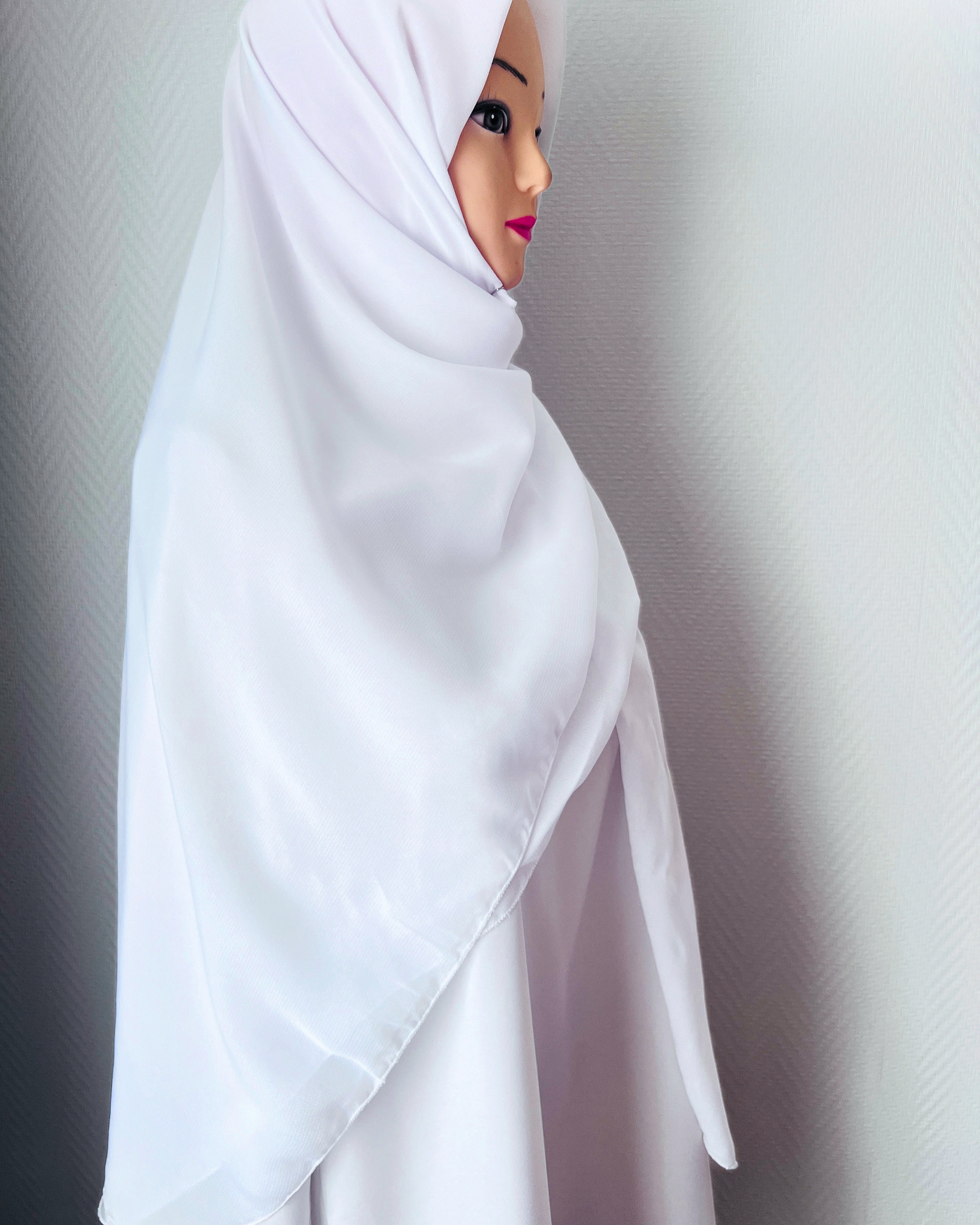 Hijab carré maxi en mousseline blanc