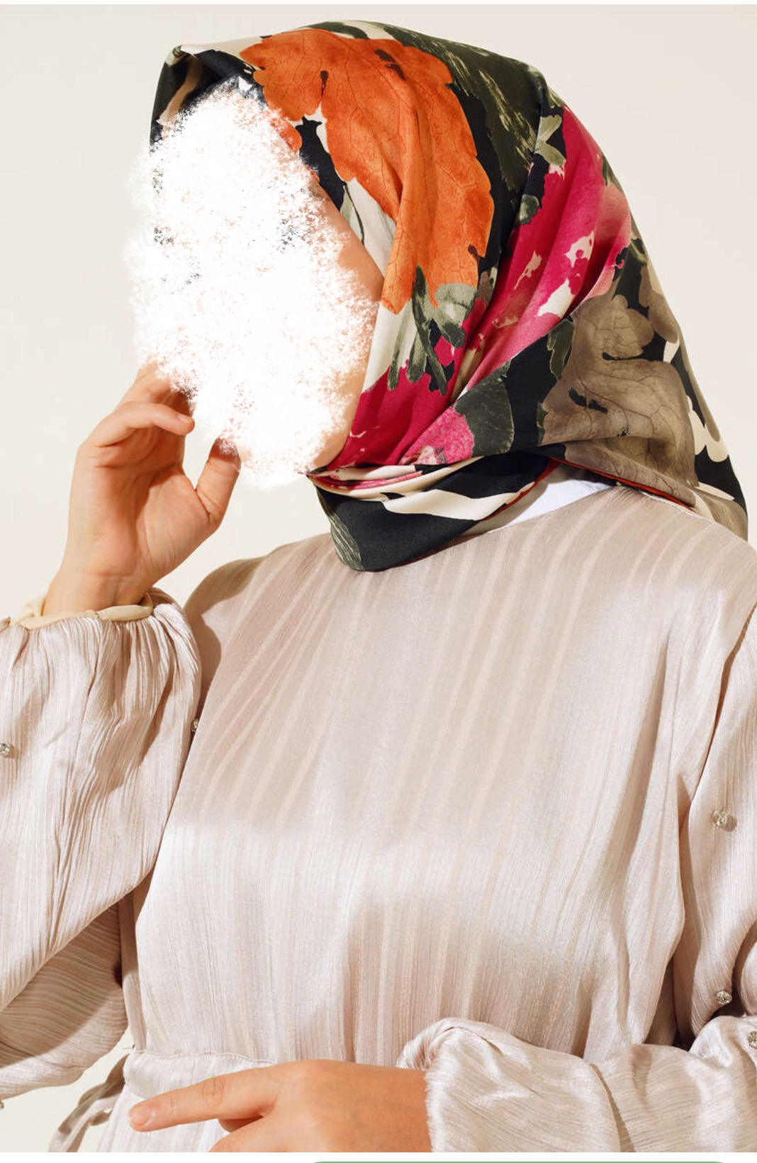 Hijab carré cousu main noir