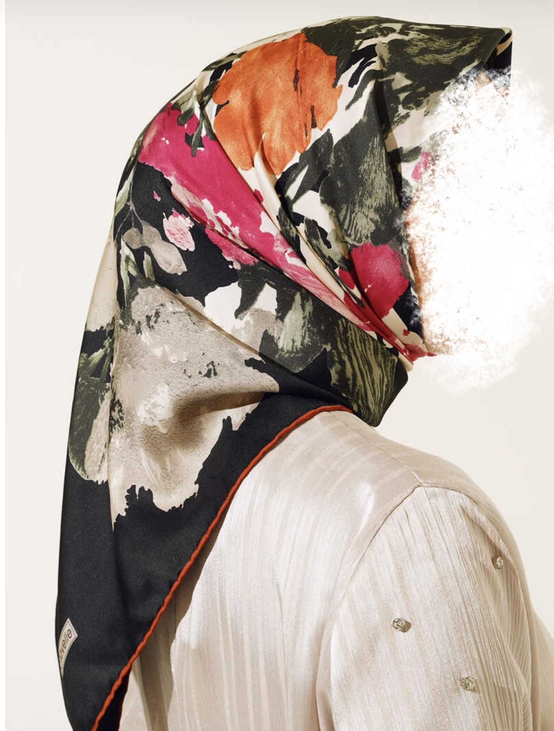 Hijab carré cousu main noir