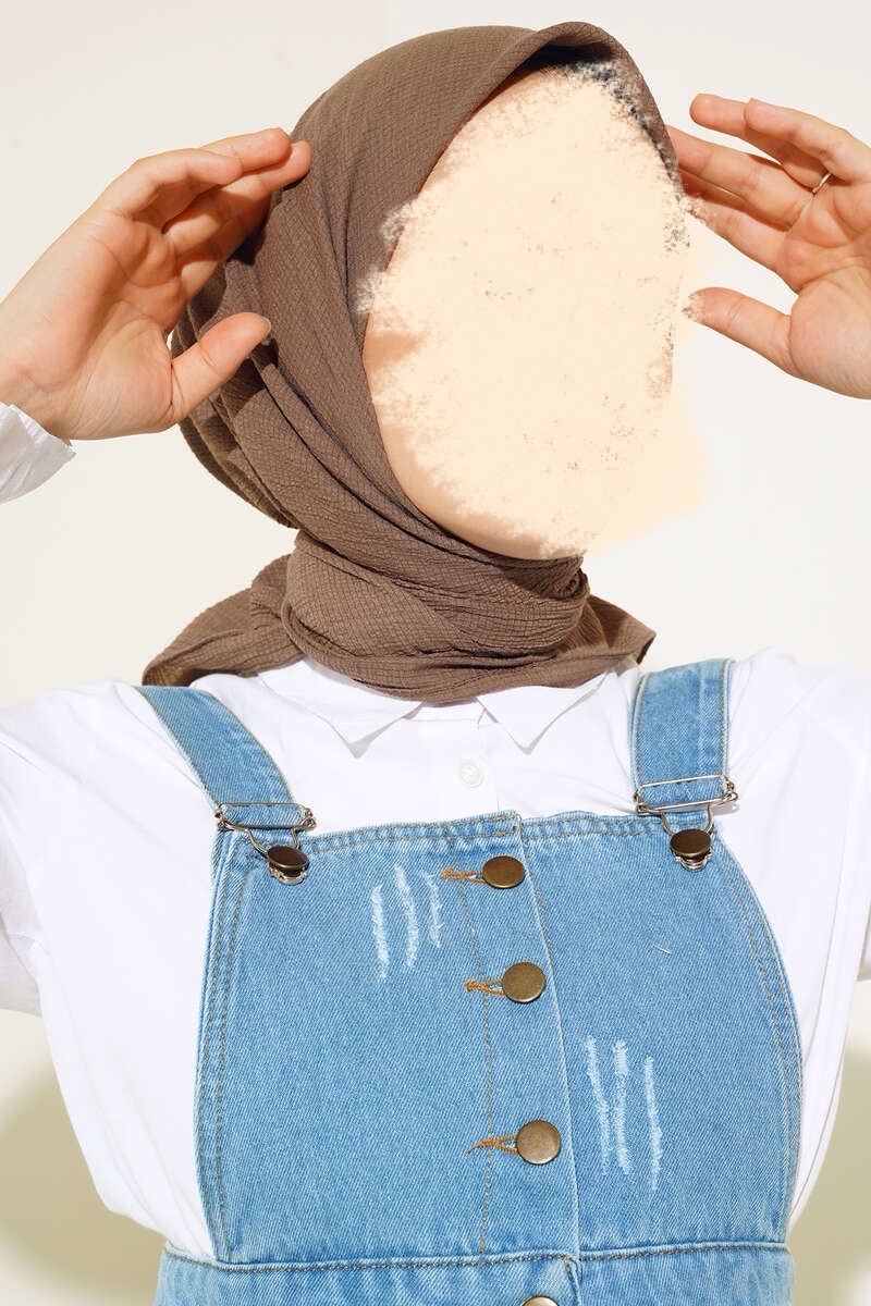 Hijab carré en vison marron 