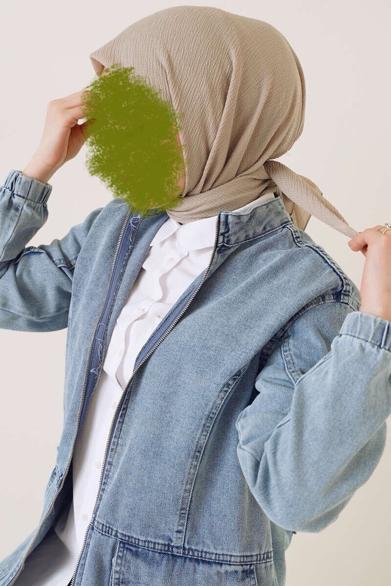 Hijab carré en vison beige 