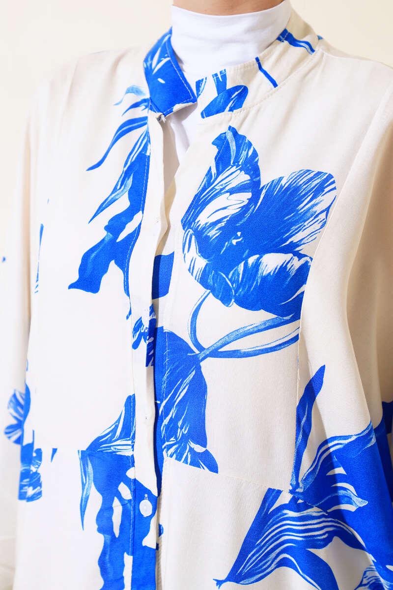 Robe longue d’été ☀️ Hadaya  blanc/bleu