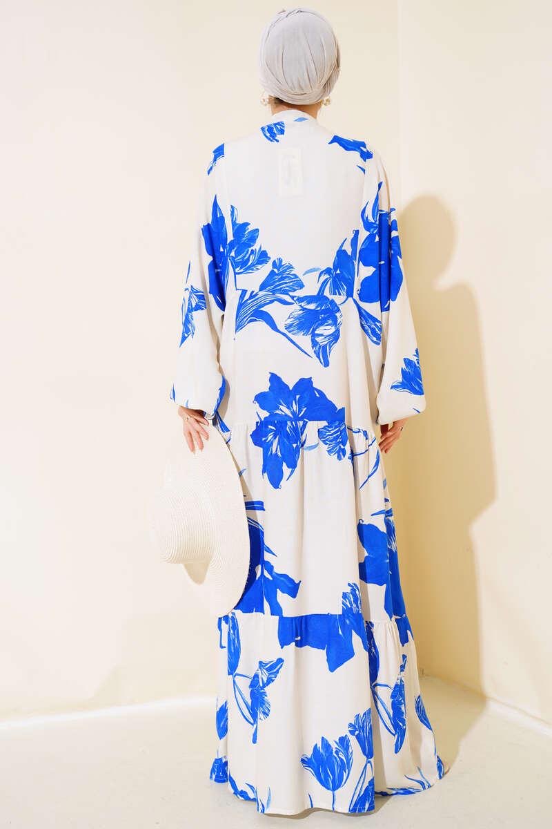 Robe longue d’été ☀️ Hadaya  blanc/bleu