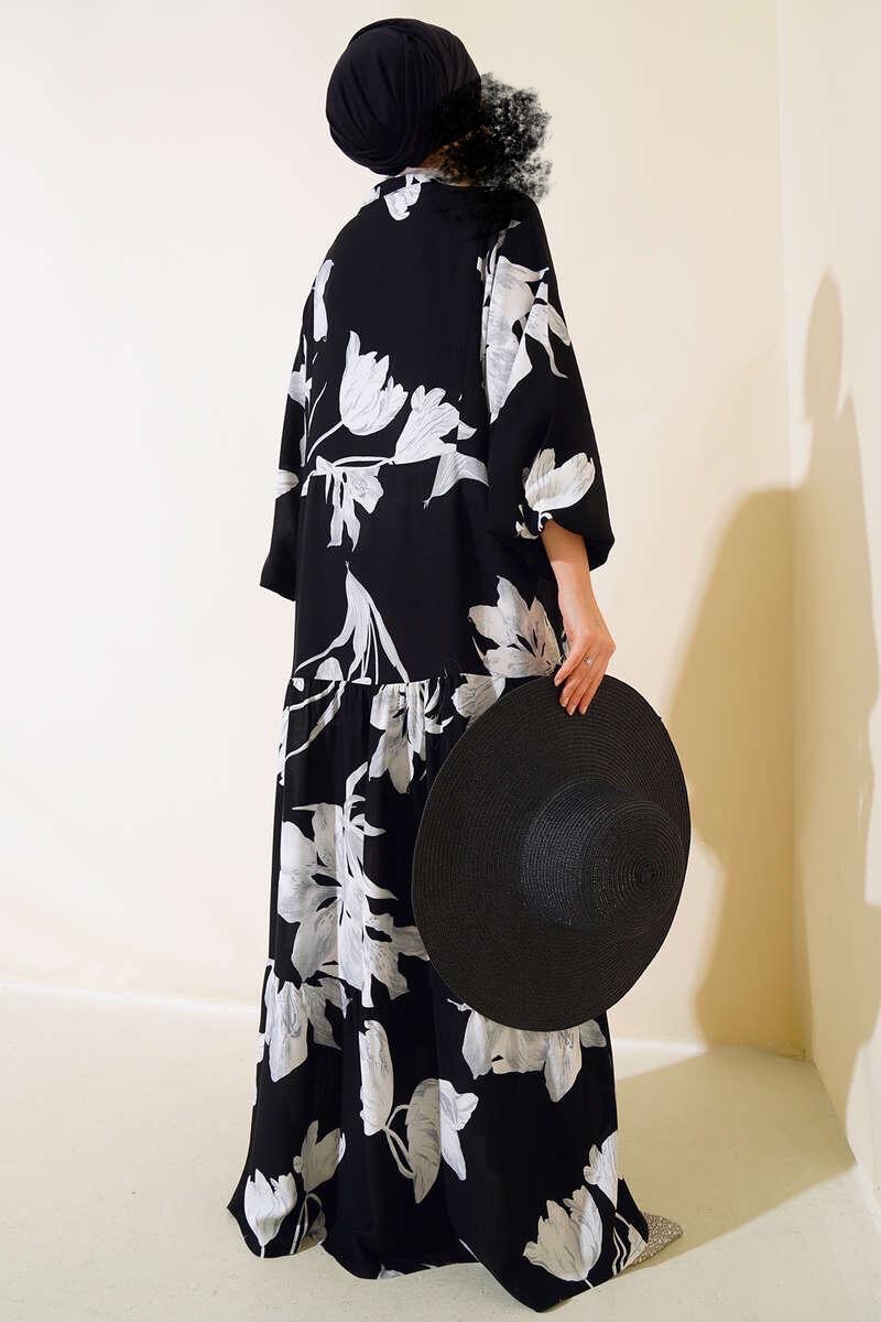 Robe longue d’été ☀️ Hadaya noir/blanc