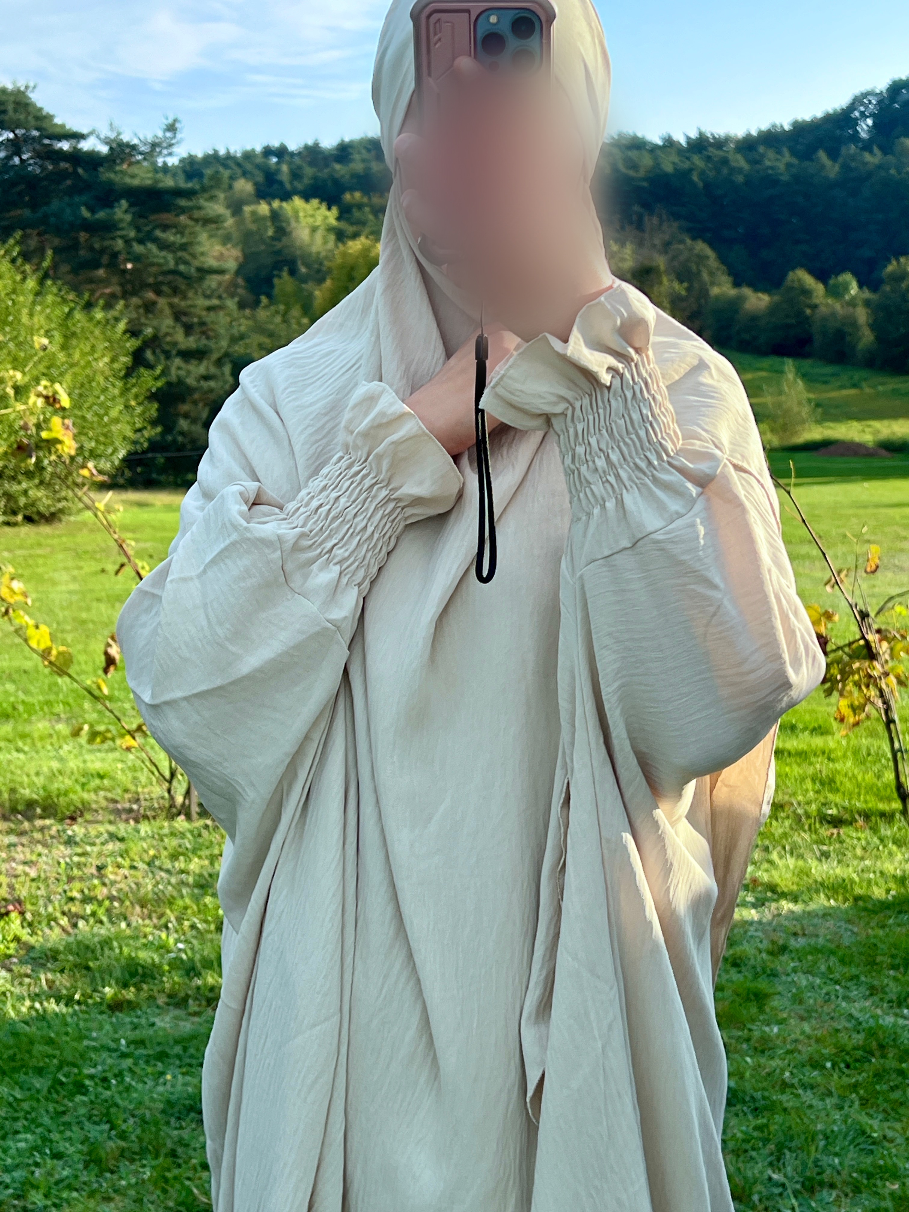 Abaya/Khimar double voile Lia beige 