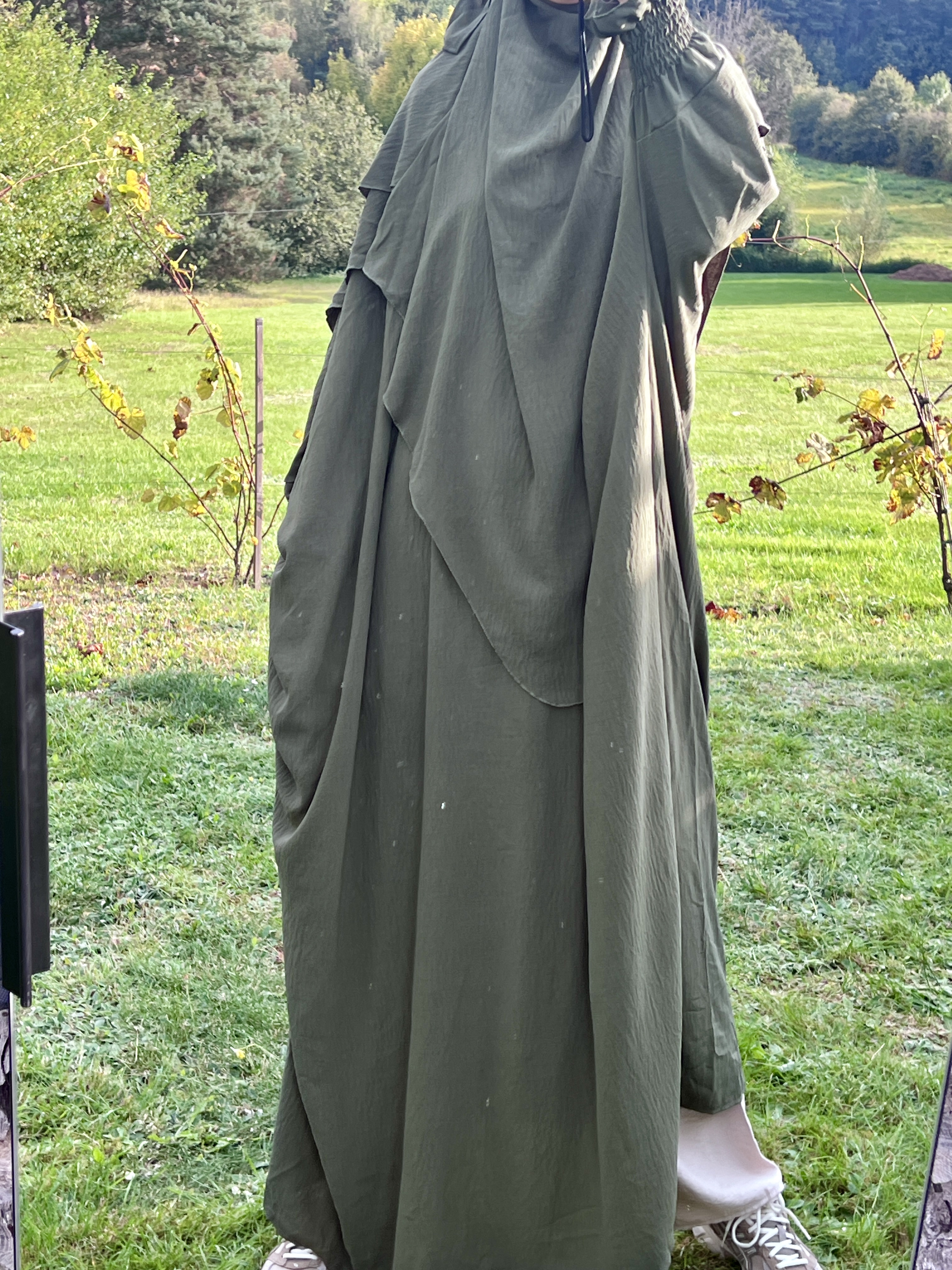 Abaya/Khimar double voile Lia kaki