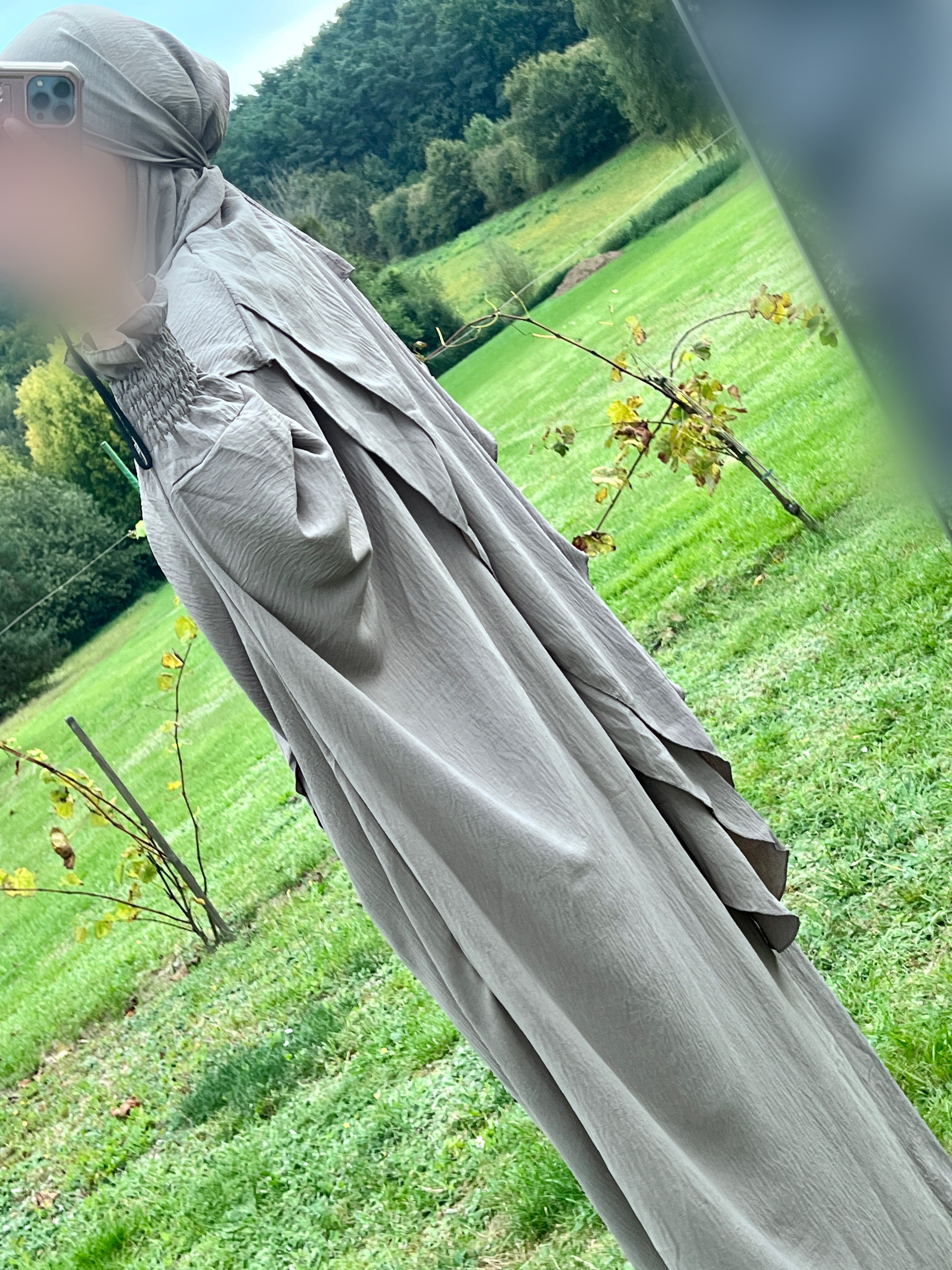 Abaya/Khimar double voile Lia taupe 