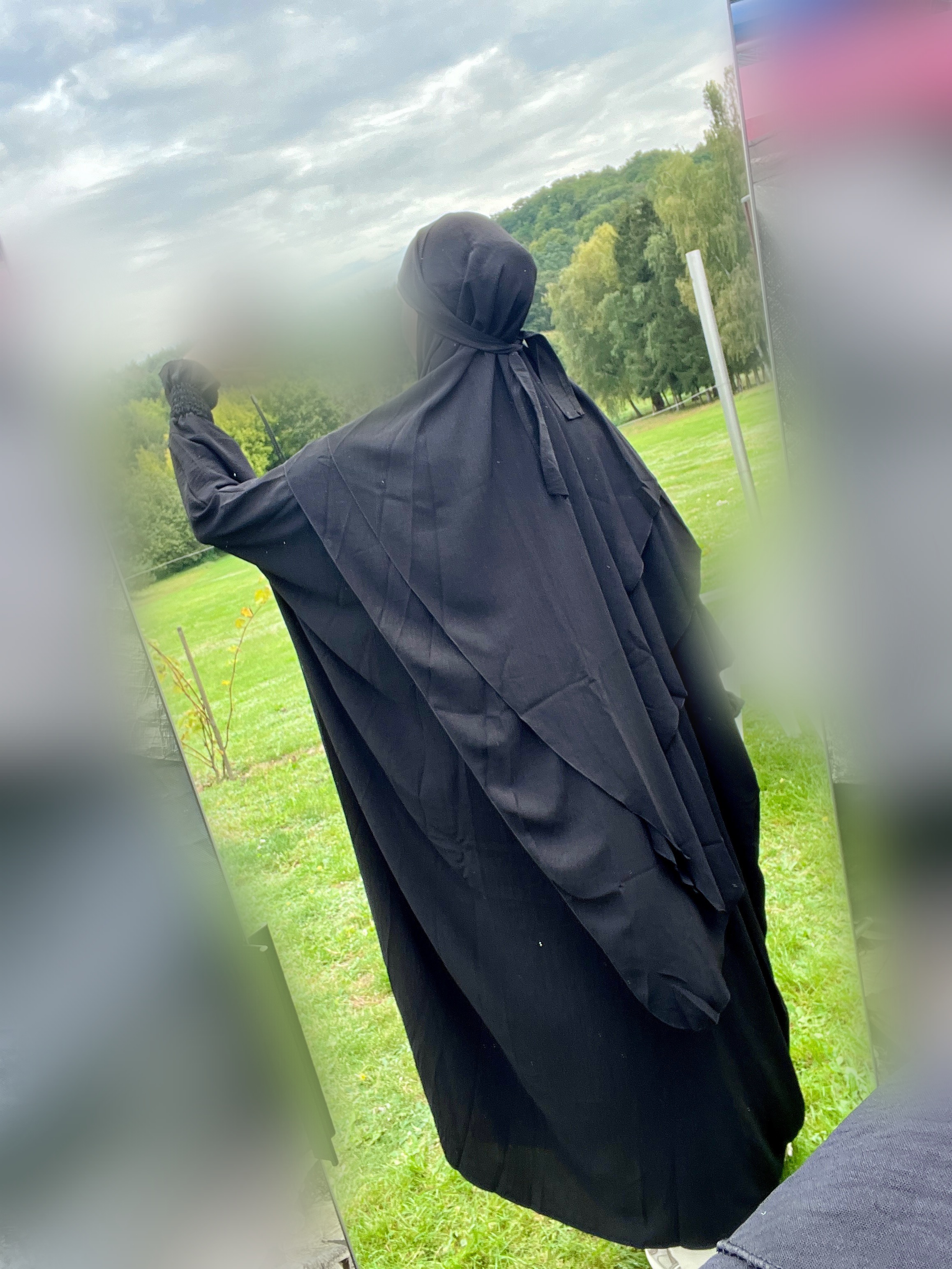 Abaya/Khimar double voile Lia noir