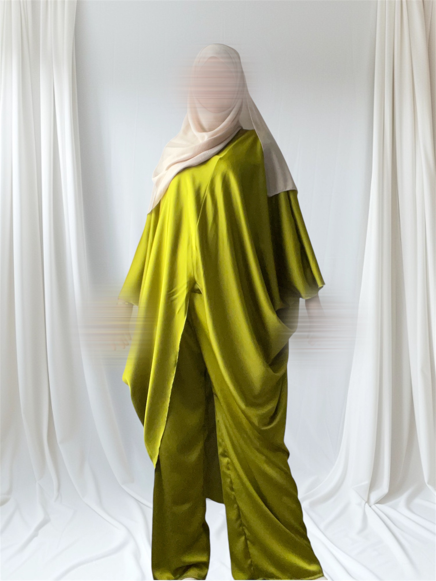 Ensemble satiné Nour vert pomme