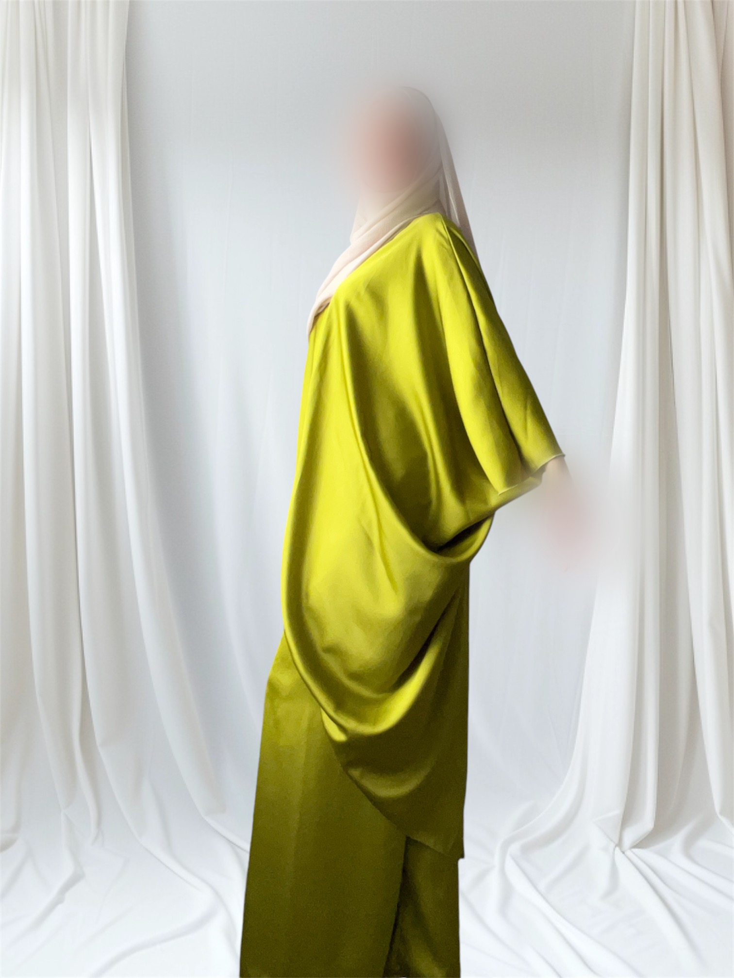 Ensemble satiné Nour vert pomme 