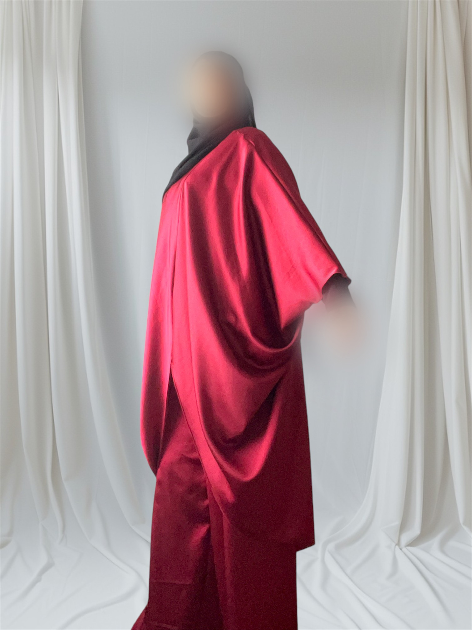 Ensemble satiné Nour bordeaux 