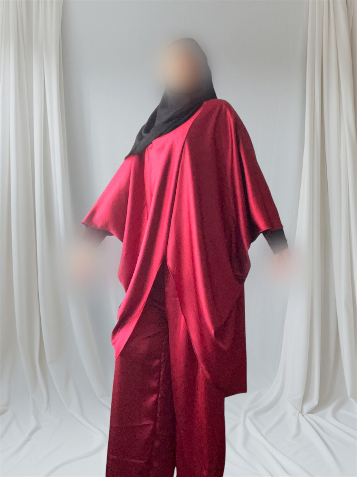 Ensemble satiné Nour bordeaux