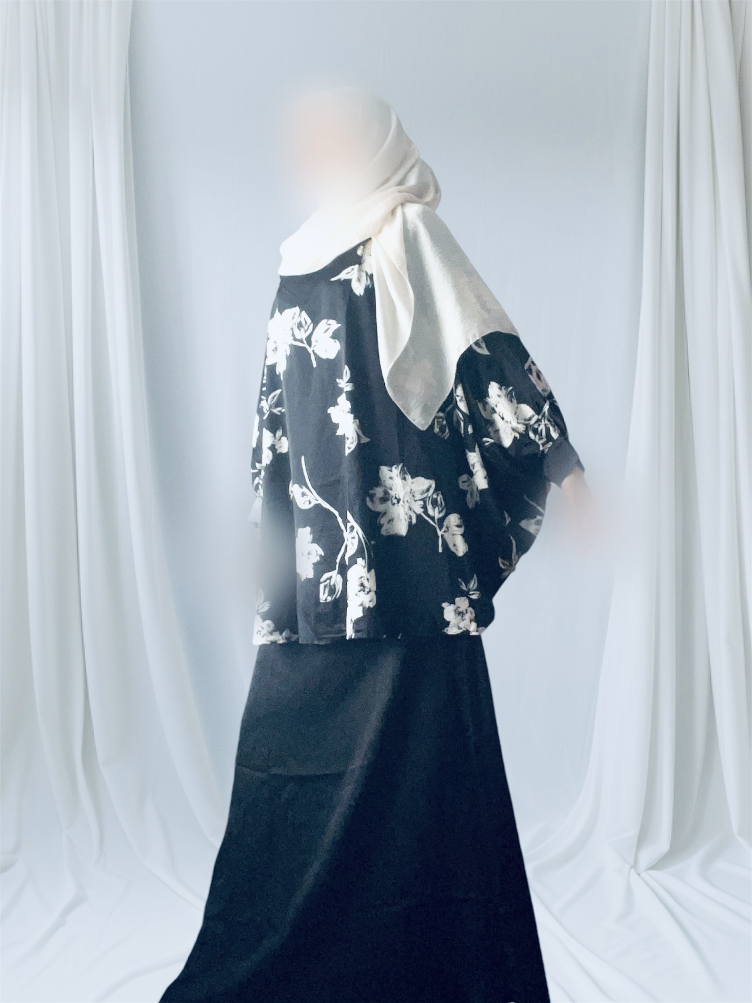 Ensemble fleuri noir/blanc