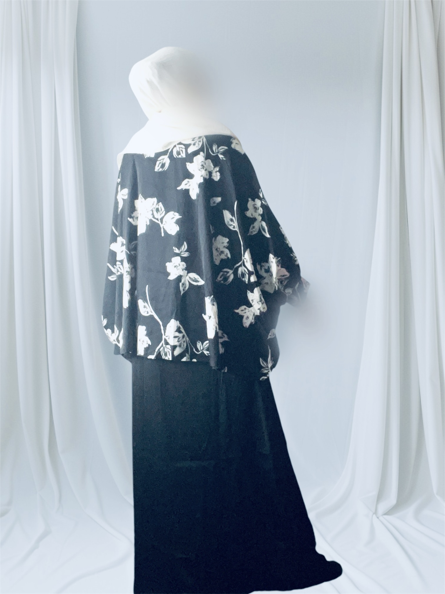 Ensemble fleuri noir/blanc