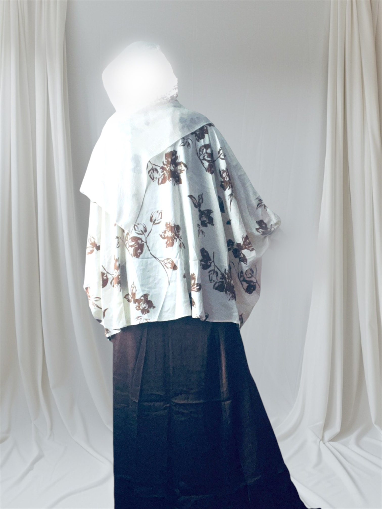 Ensemble fleuri crème/marron