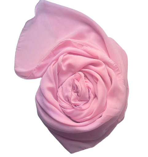 Hijab carré maxi en mousseline rose