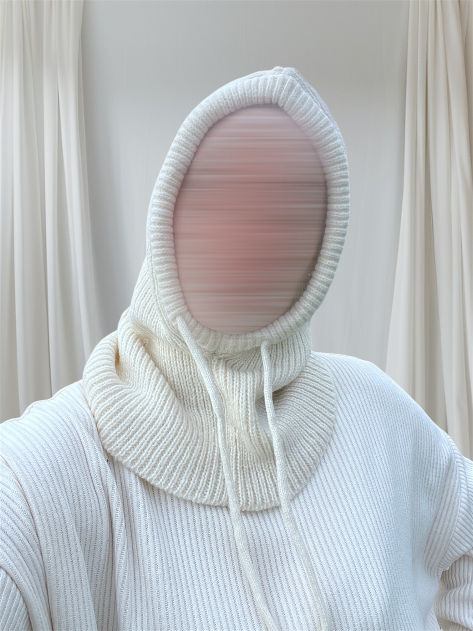 Cagoule côtelée Crème 