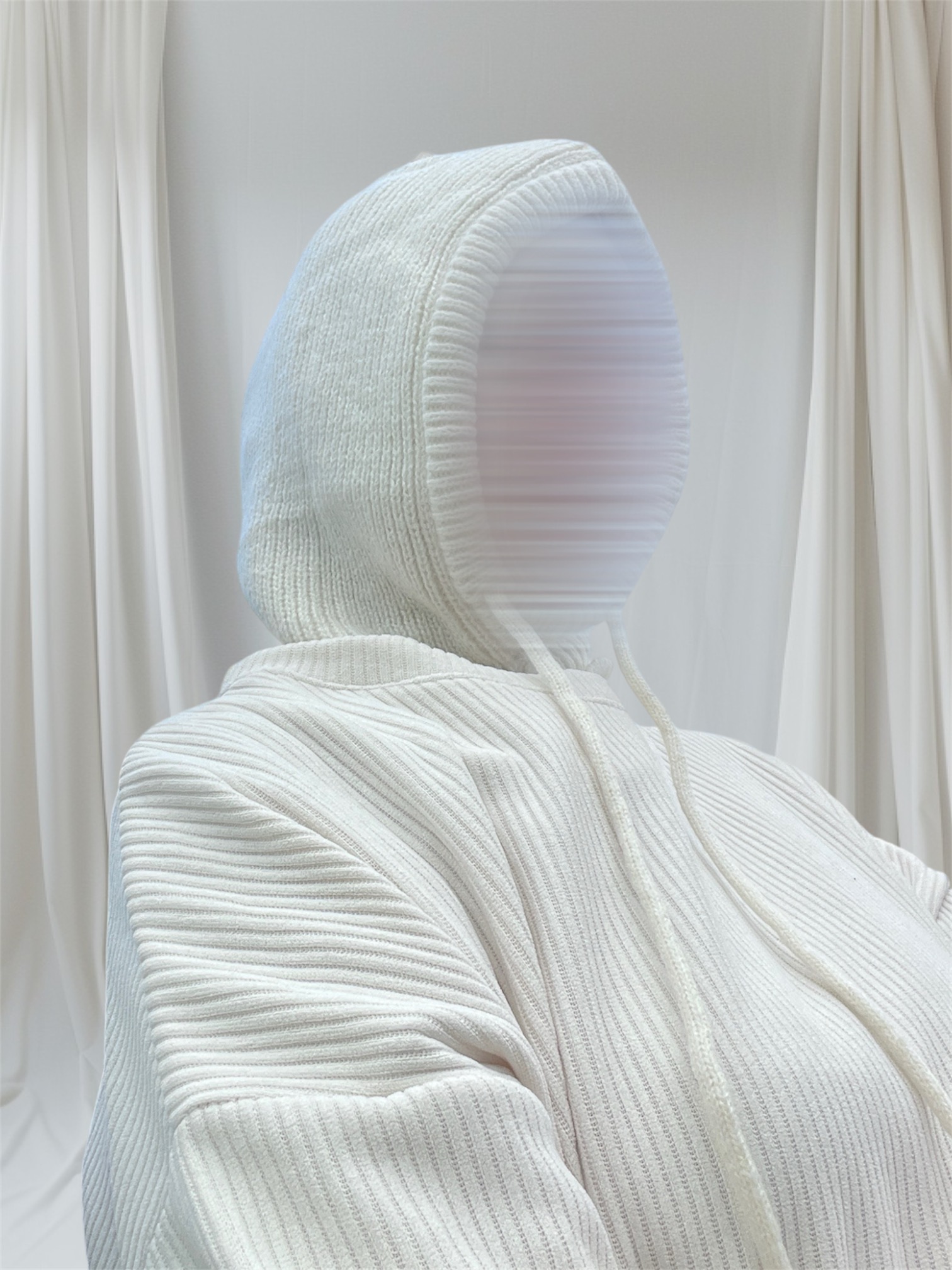 Cagoule côtelée Crème