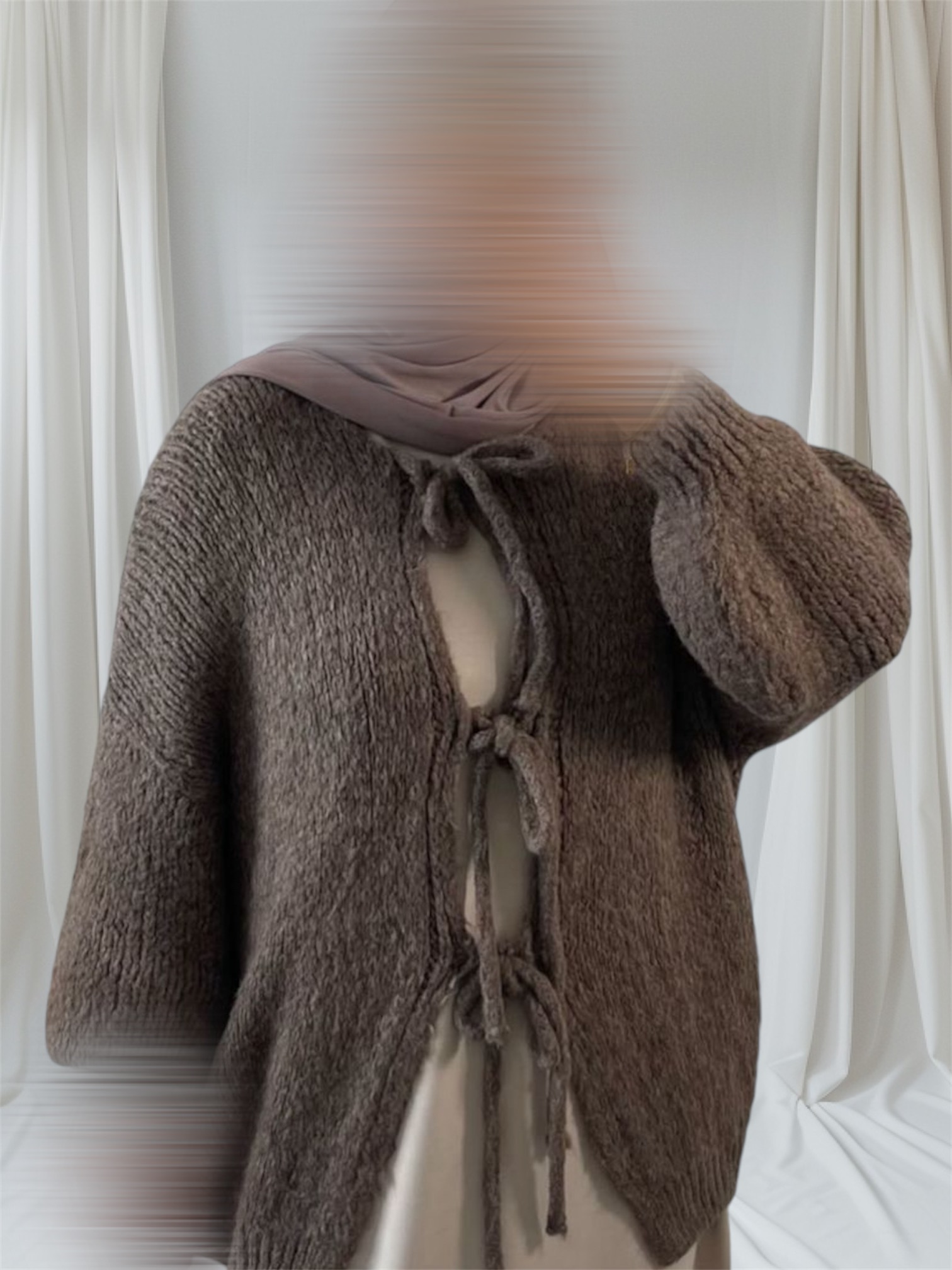 Cardigan à noeuds Marron