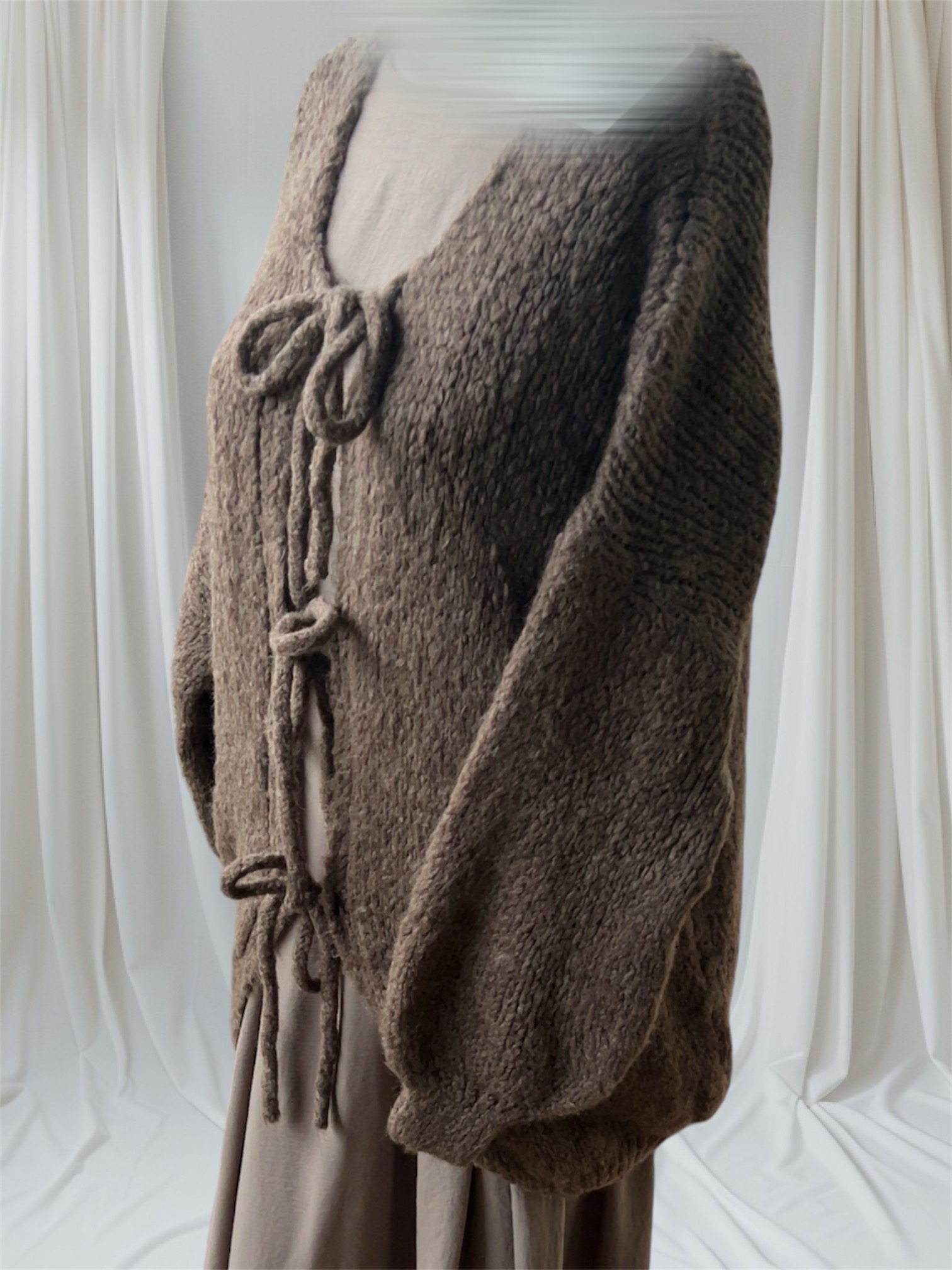  Cardigan à noeuds Marron 