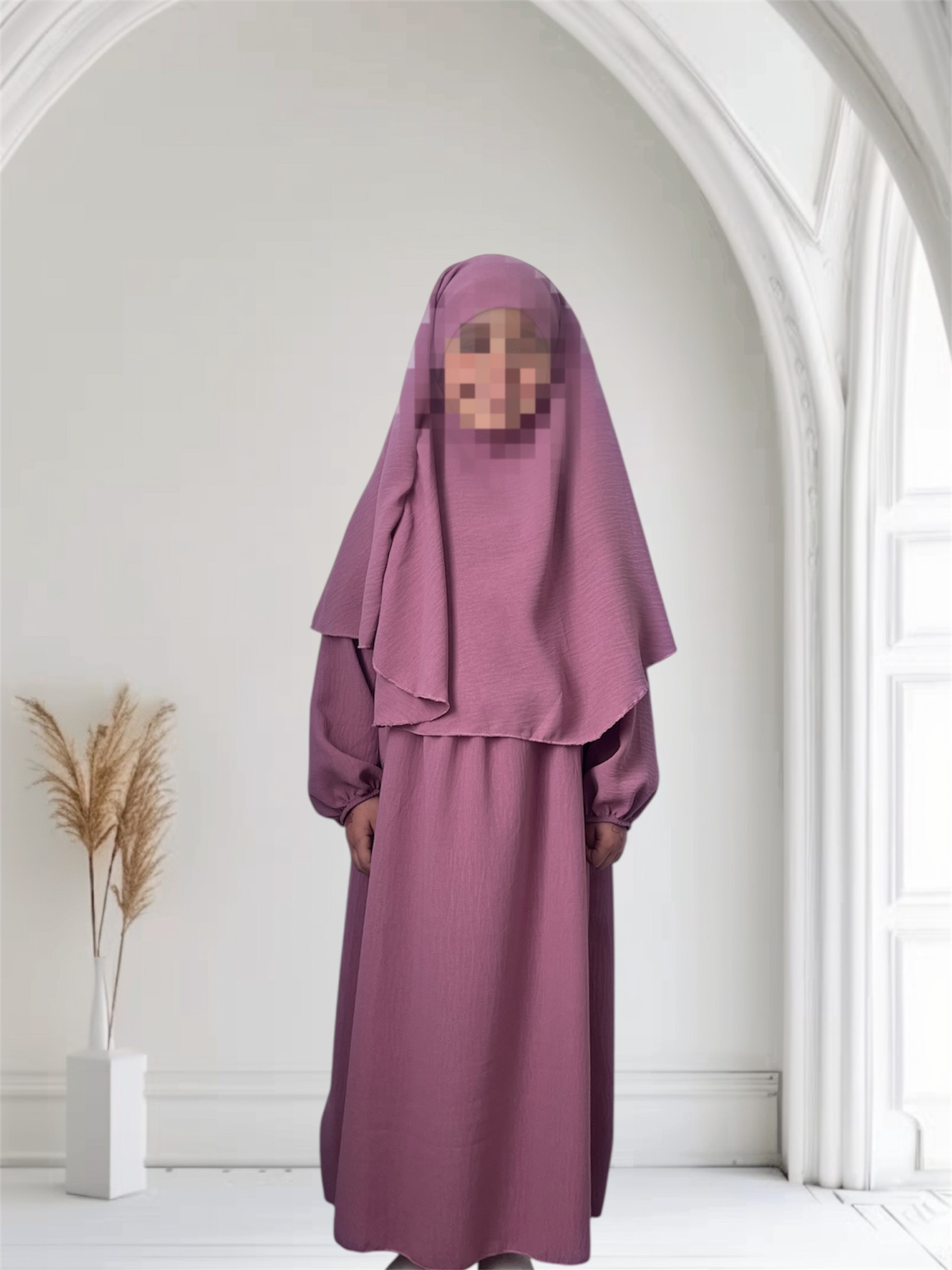 Abaya/khimar Hasna rose/mauve