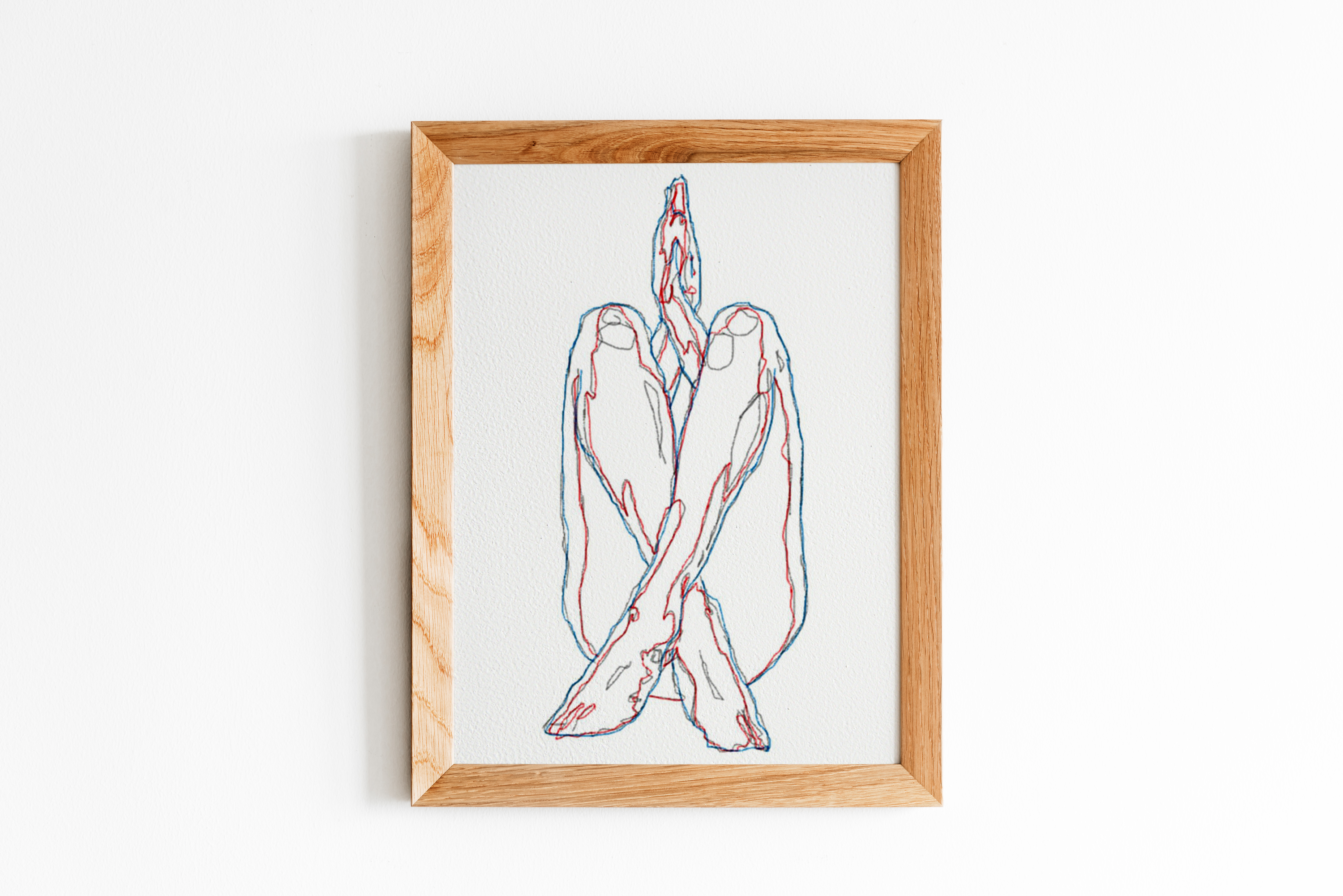 Mulher vermelho e azul