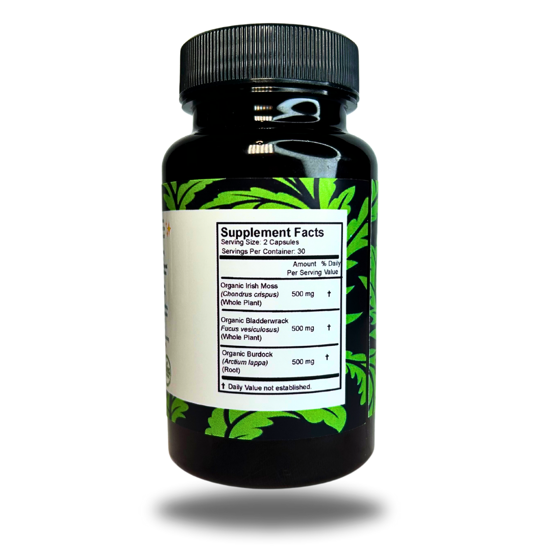 Organic Sea Moss Capsules (With Burdock Root + Bladderwrack) 1500mg