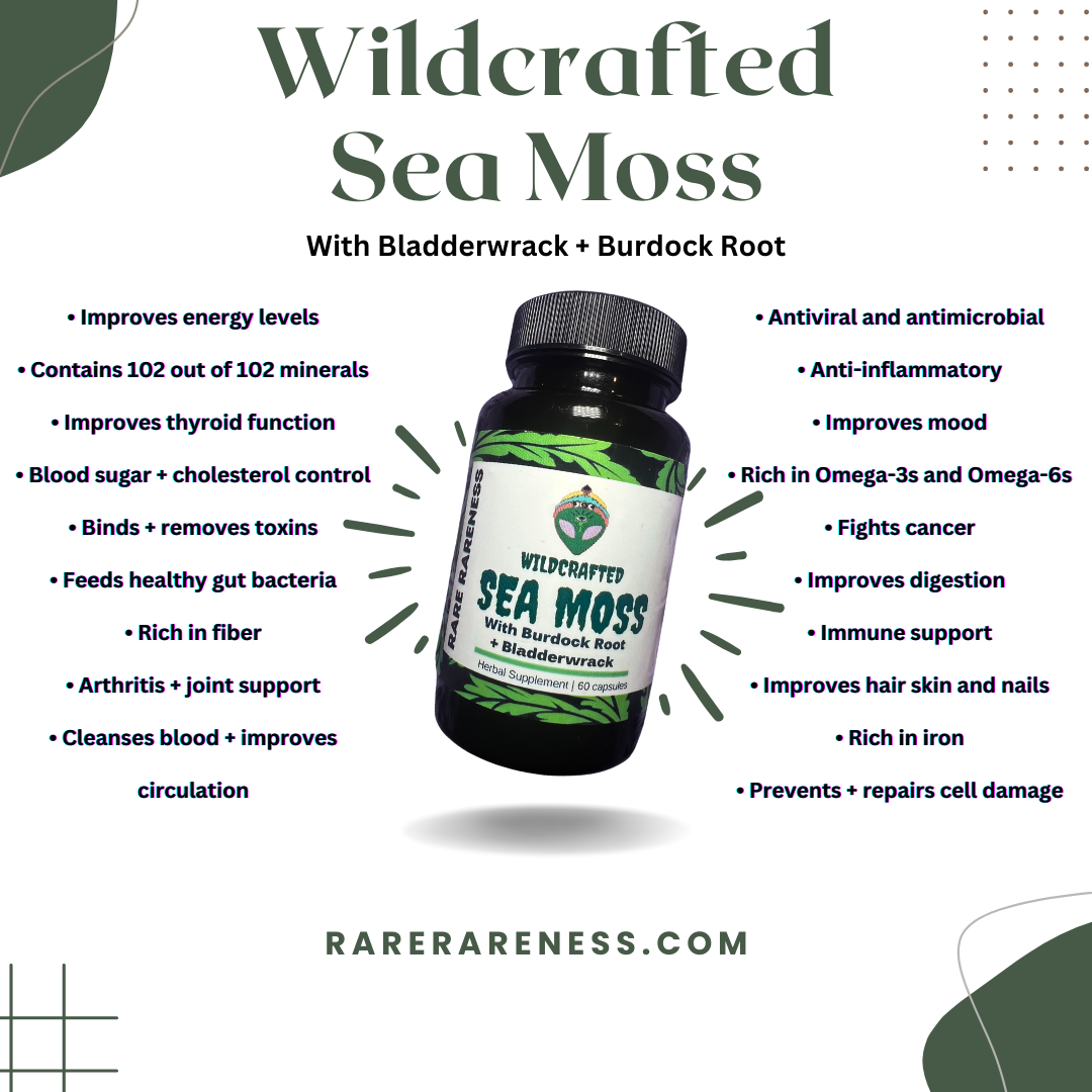 Organic Sea Moss Capsules (With Burdock Root + Bladderwrack) 1500mg