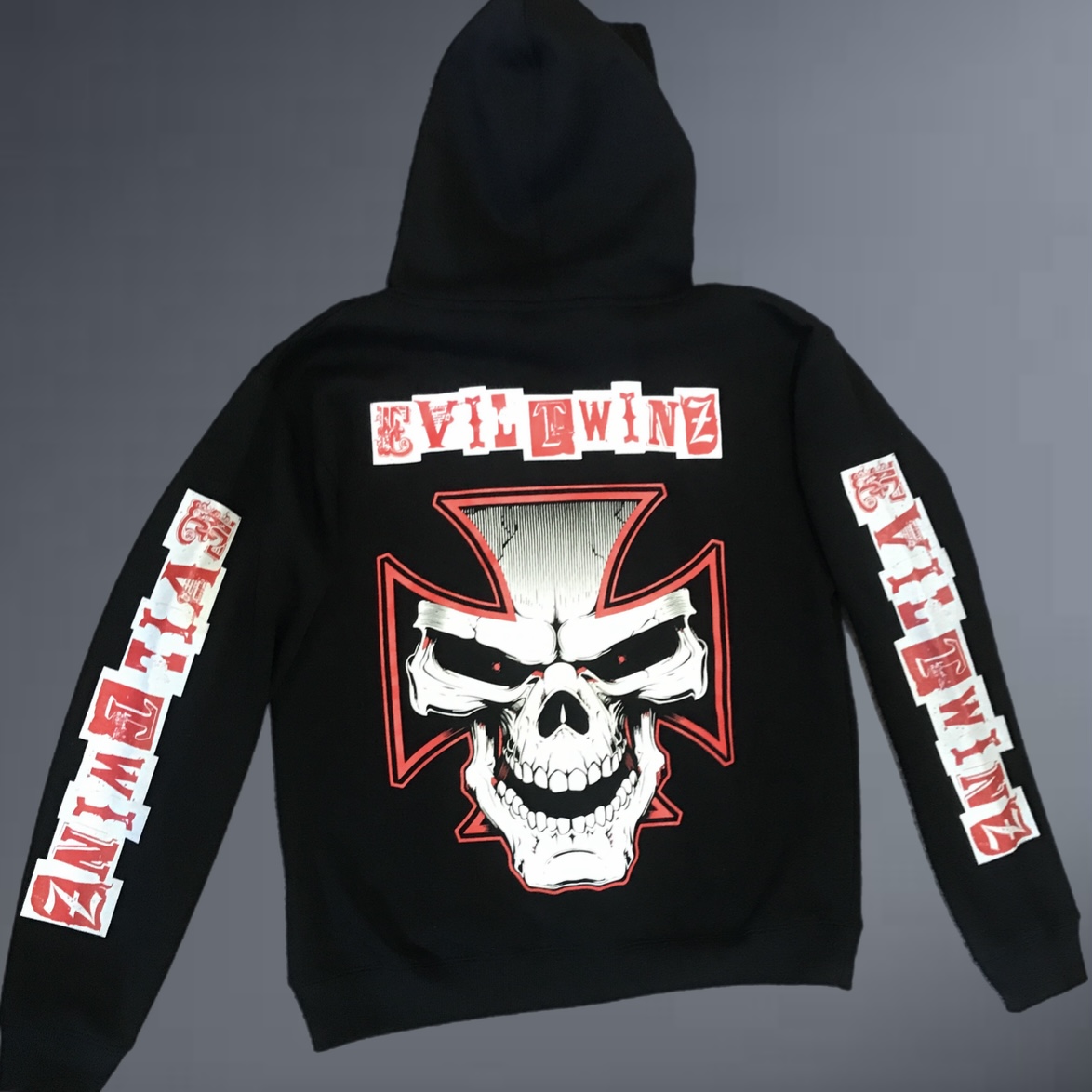 Evil Twinz Chopper Skull Hoodie Black