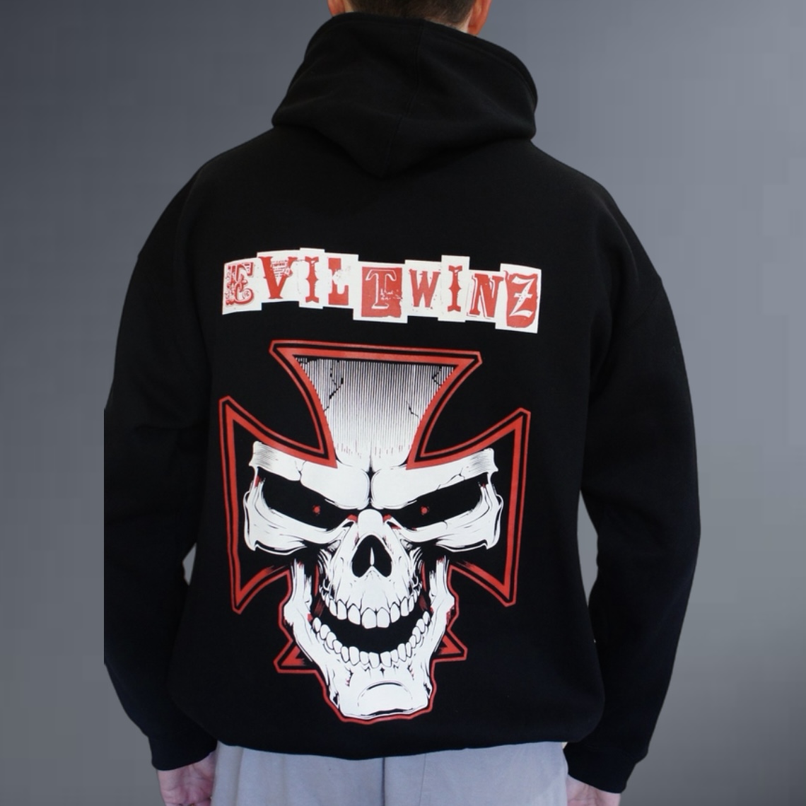 Evil Twinz Chopper Skull Hoodie Black