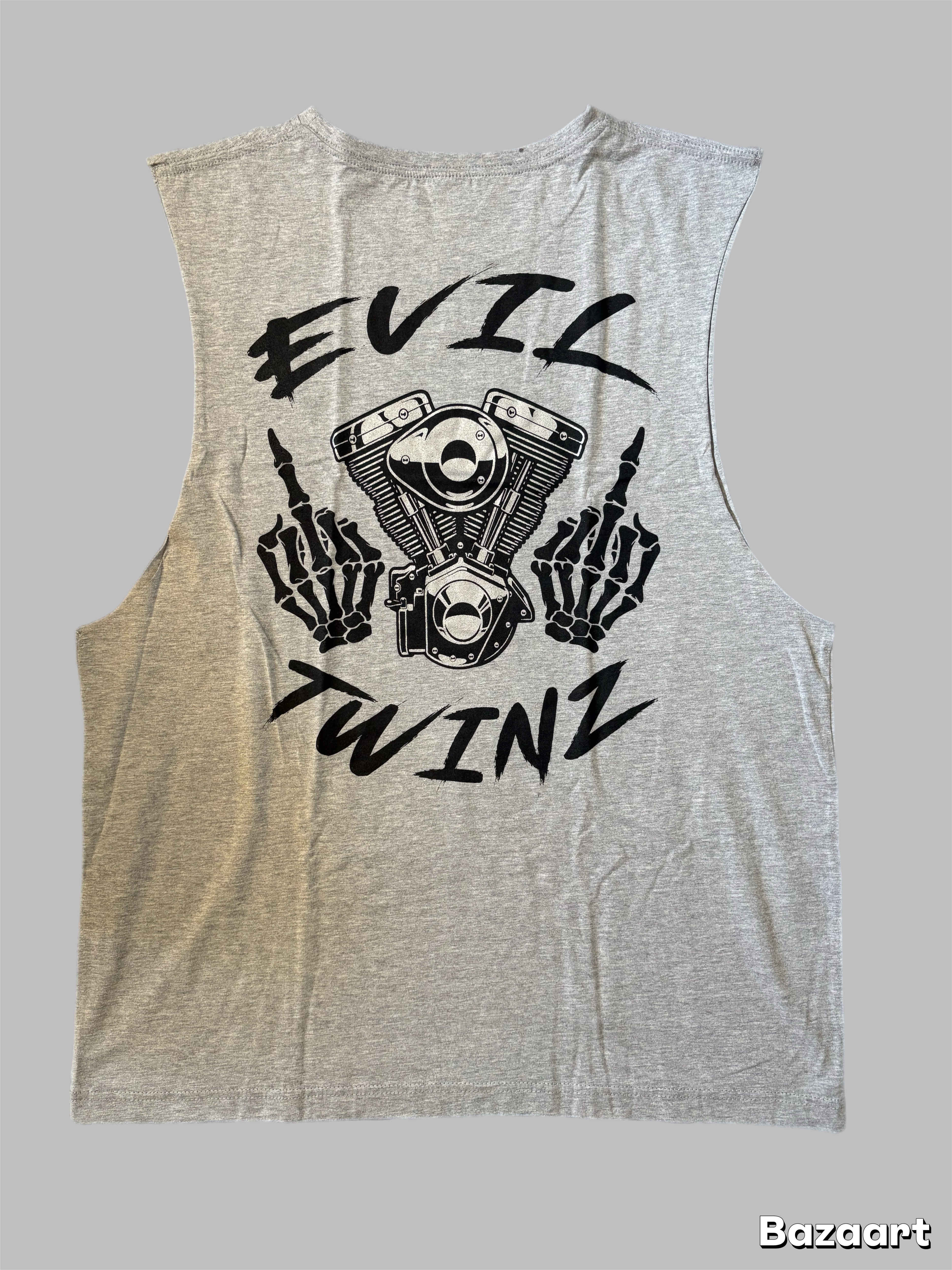 Evil Twinz Attitude Singlet Grey