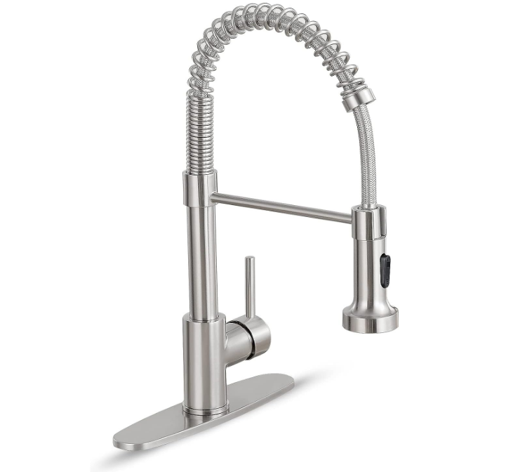 Kitchen Faucet with Pull Down Sprayer,Commercial Single Handle Kitchen Sink Faucets for Farmhouse Camper Laundry Utility Rv Wet Bar Sinks Brushed Nickel