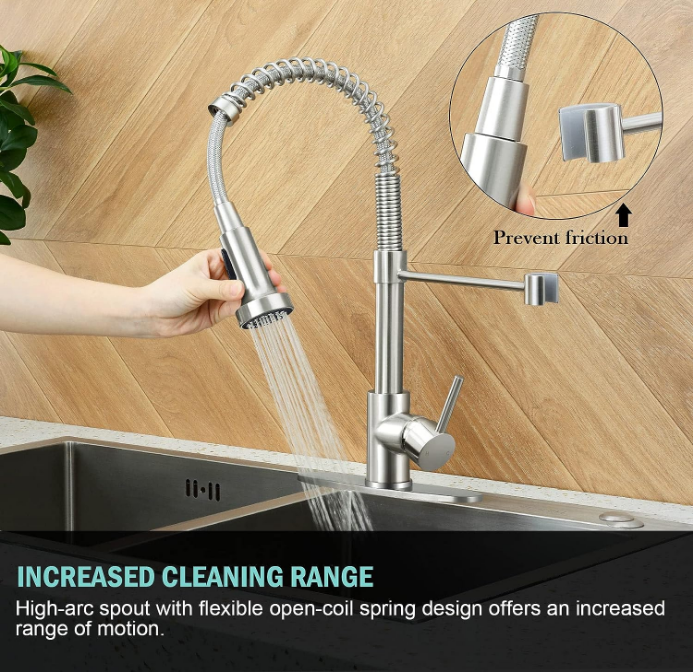 Kitchen Faucet with Pull Down Sprayer,Commercial Single Handle Kitchen Sink Faucets for Farmhouse Camper Laundry Utility Rv Wet Bar Sinks Brushed Nickel