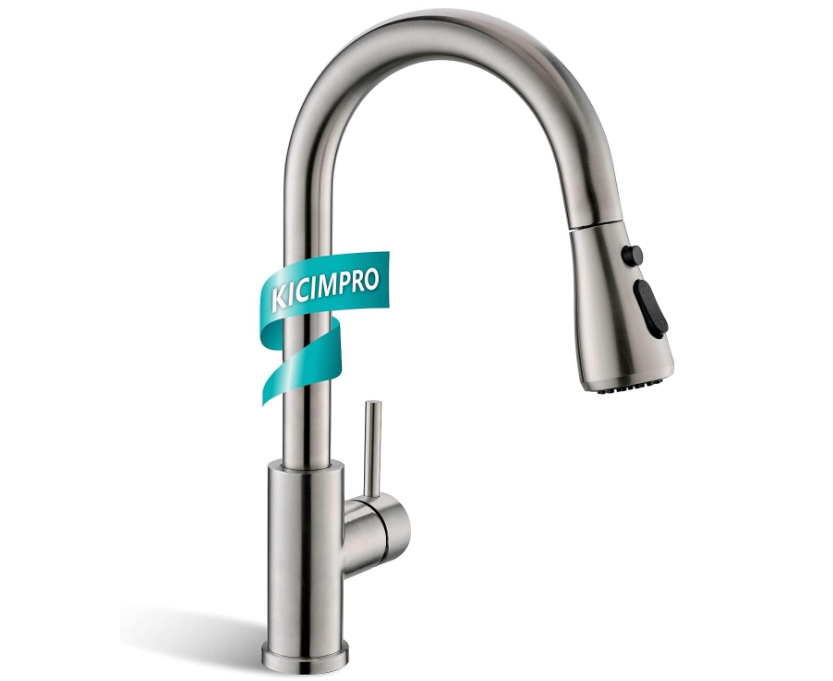 Kitchen Faucet with Pull Down Sprayer Brushed Nickel, High Arc Single Handle Sink Faucet with Water Lines, Commercial Modern rv Stainless Steel, Grifos De Cocina